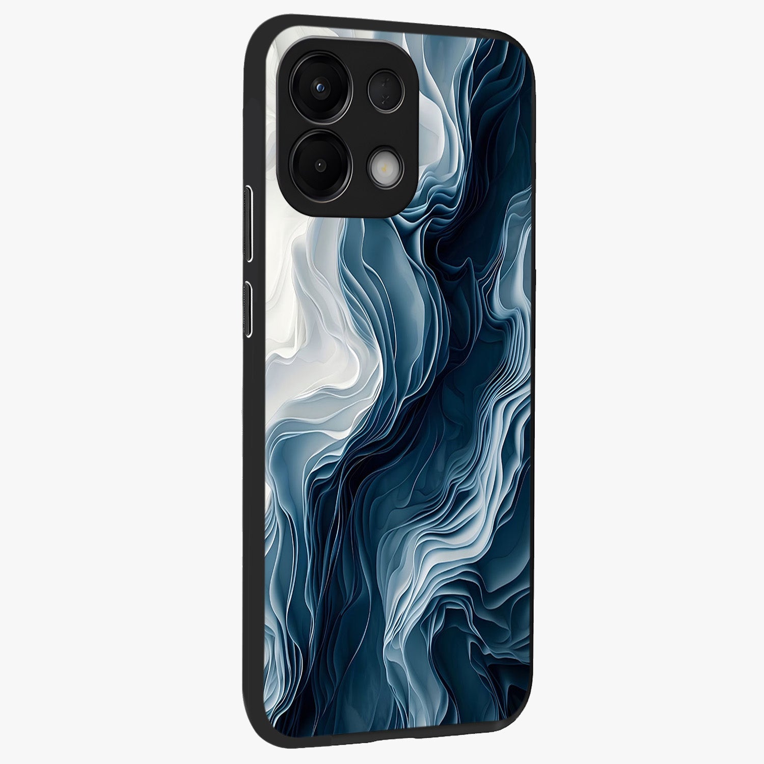 Ethereal Paper Marble Glass Case upright view showcasing smooth marble artwork with refined minimalist theme.