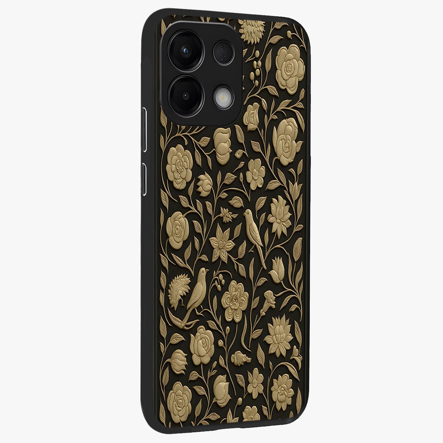 Golden Evil Eye Mandala Glass Case upright view showcasing decorative evil eye mandala artwork with spiritual aesthetic style.