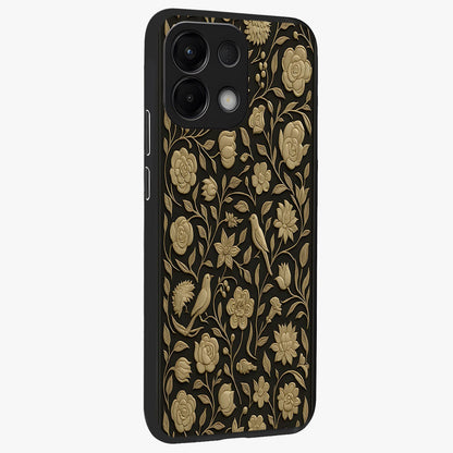 Golden Evil Eye Mandala Glass Case upright view showcasing decorative evil eye mandala artwork with spiritual aesthetic style.