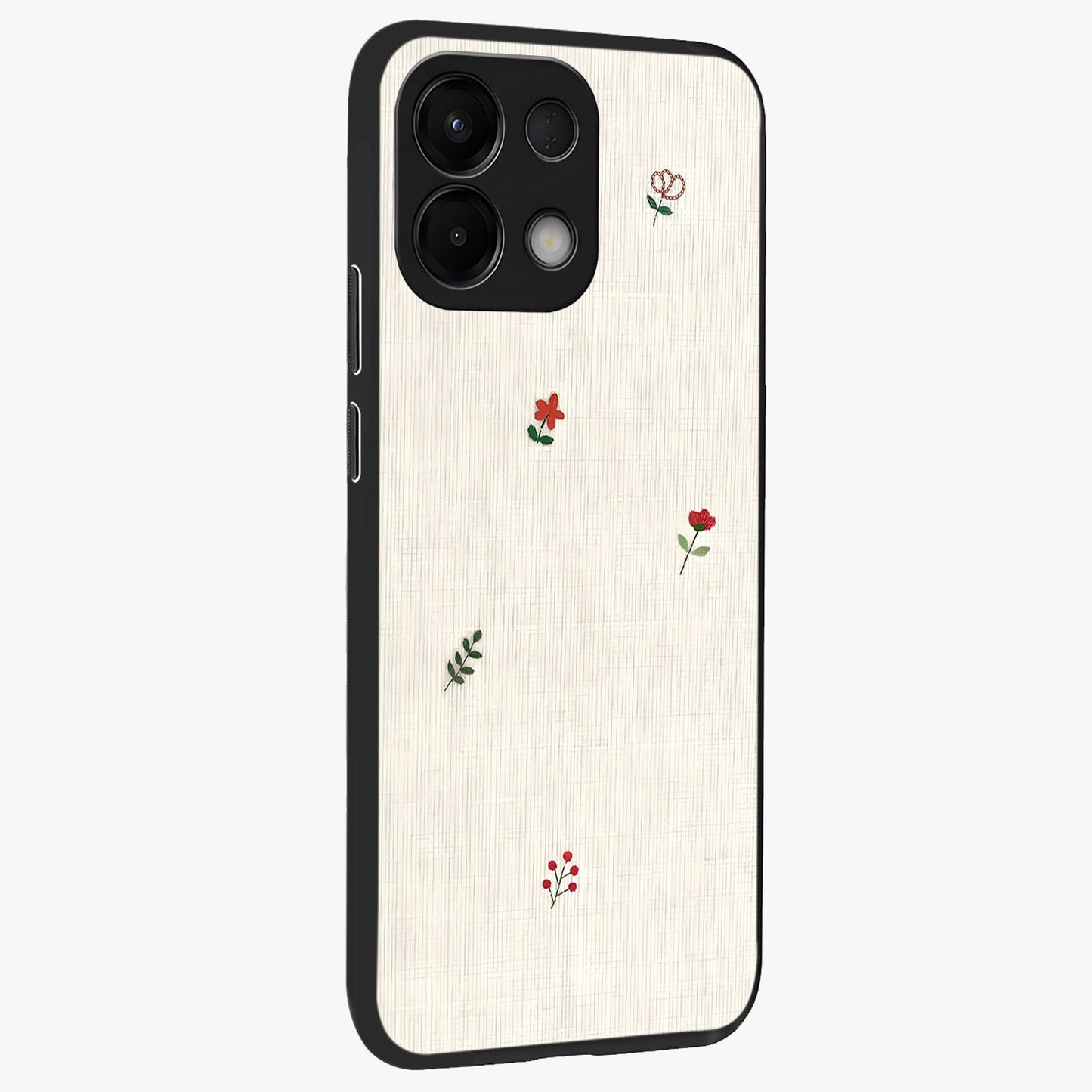 Minimalistic Blue With White Flower Pattern Glass Case upright view showcasing clean white flower artwork with calming blue theme.