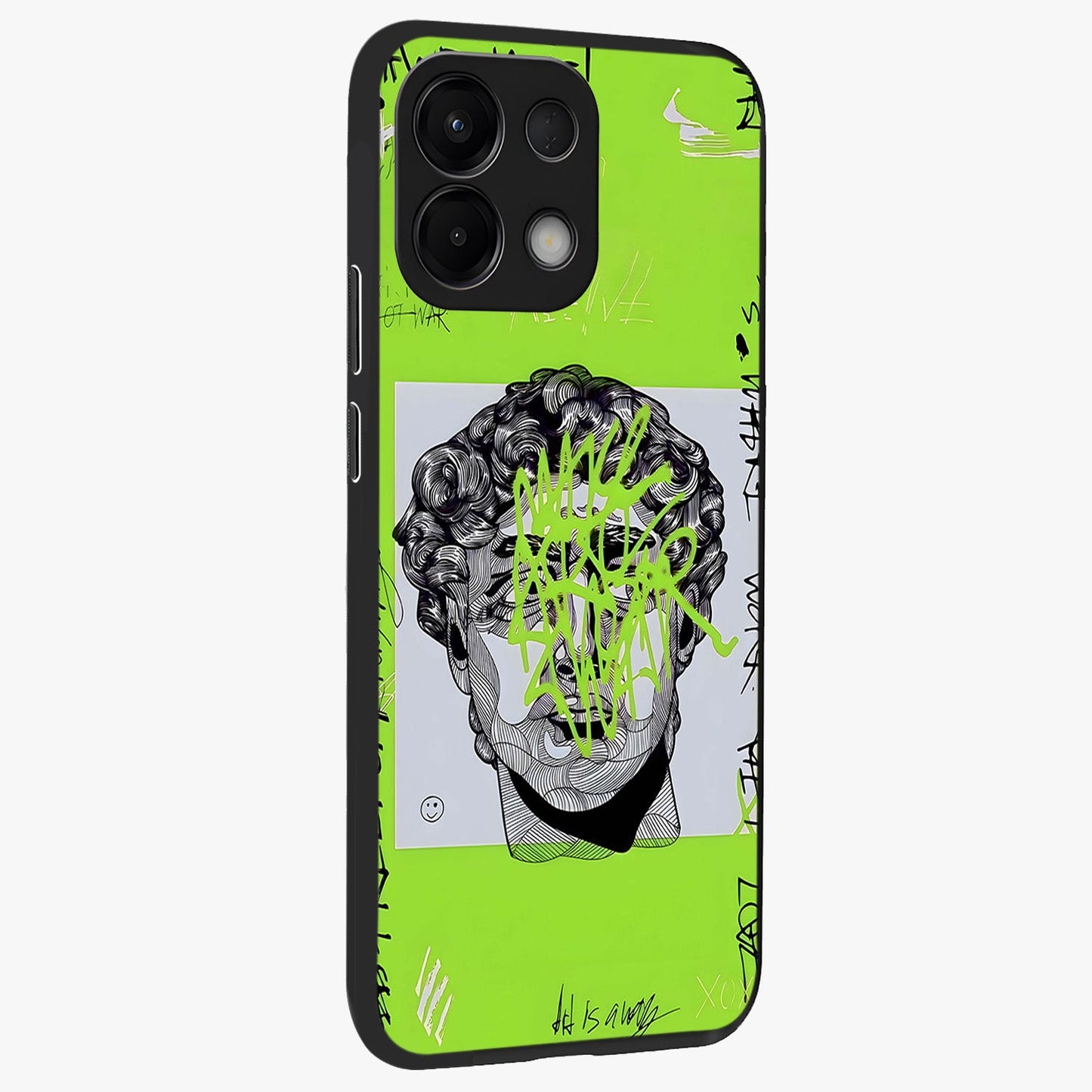 Neo Graffiti Rebellion Glass Case upright view showcasing colorful graffiti artwork with bold modern street style.