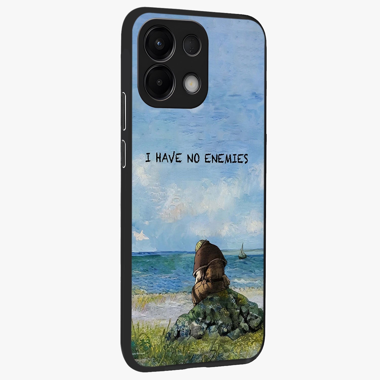 Peace Beyond War Glass Case upright view showcasing powerful peace symbol artwork with inspirational theme.