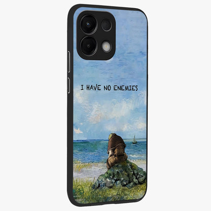 Peace Beyond War Glass Case upright view showcasing powerful peace symbol artwork with inspirational theme.