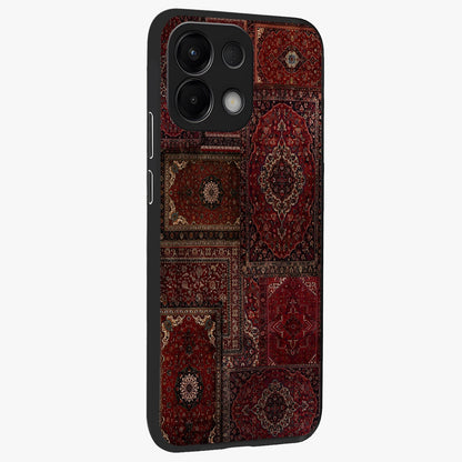 Persian Velvet Tale Glass Case upright view showcasing elegant Persian artwork with classic heritage theme.