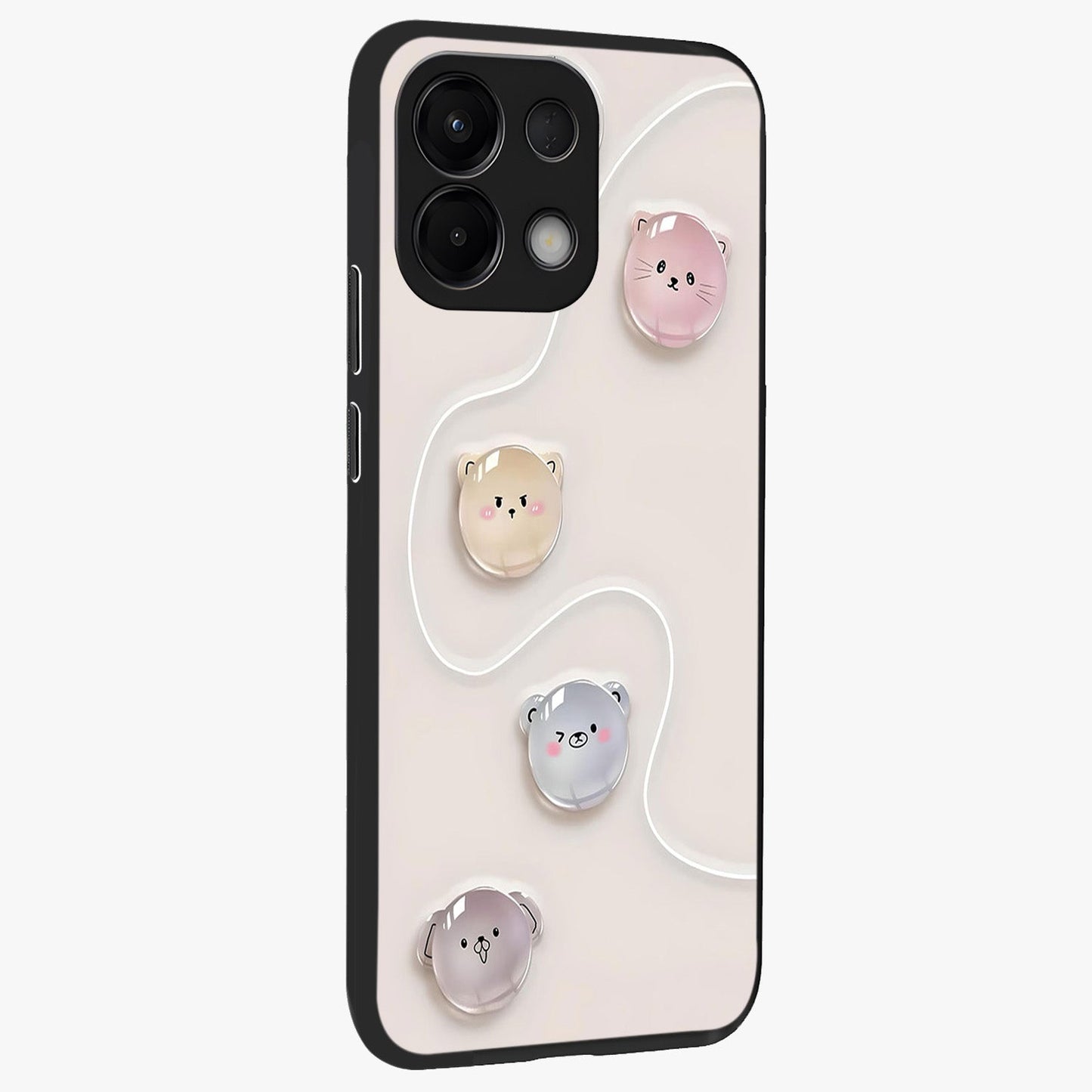 Puffy Face Parade Glass Case upright view showcasing adorable character artwork with cheerful animated theme.