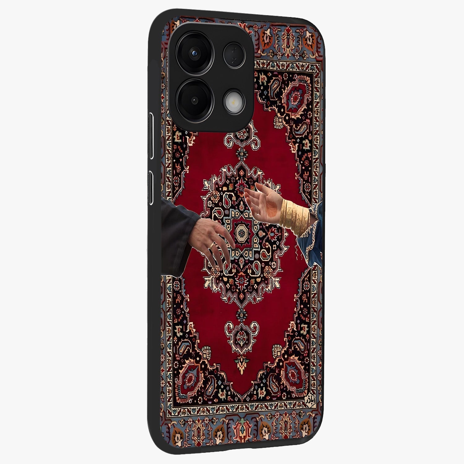 Royal Touch Reach Glass Case upright view showcasing stylish royal inspired artwork with graceful theme.