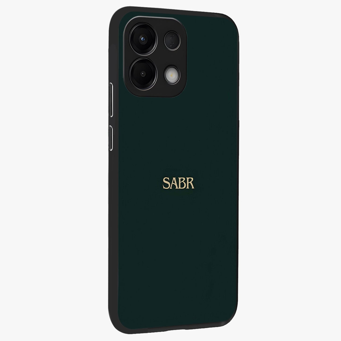 Sabr Minimal Patience Glass Case upright view showcasing calm minimalist artwork with motivational patience theme.