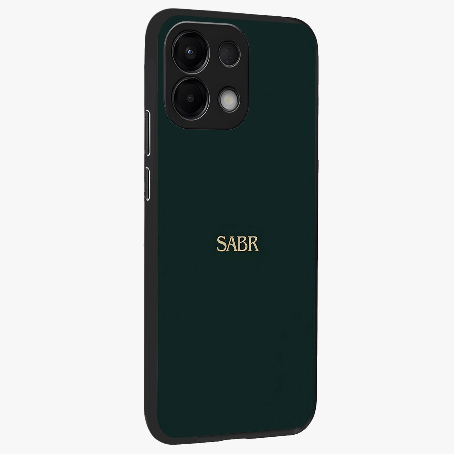 Sabr Minimal Patience Glass Case upright view showcasing calm minimalist artwork with motivational patience theme.