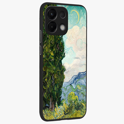 Van Gogh Vintage Art Glass Case upright view showcasing elegant vintage painting artwork with artistic heritage theme.