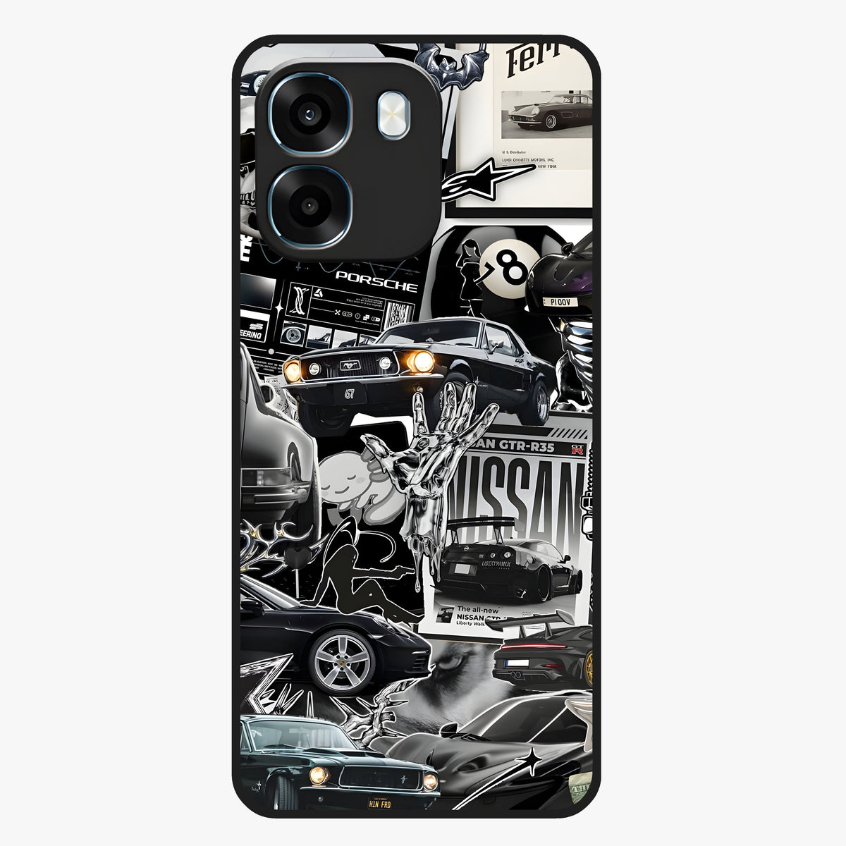 Aesthetic Dark Love Glass Case showing flat back view with dark romantic artwork and glossy glass finish.