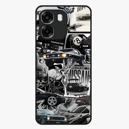 Aesthetic Dark Love Glass Case showing flat back view with dark romantic artwork and glossy glass finish.