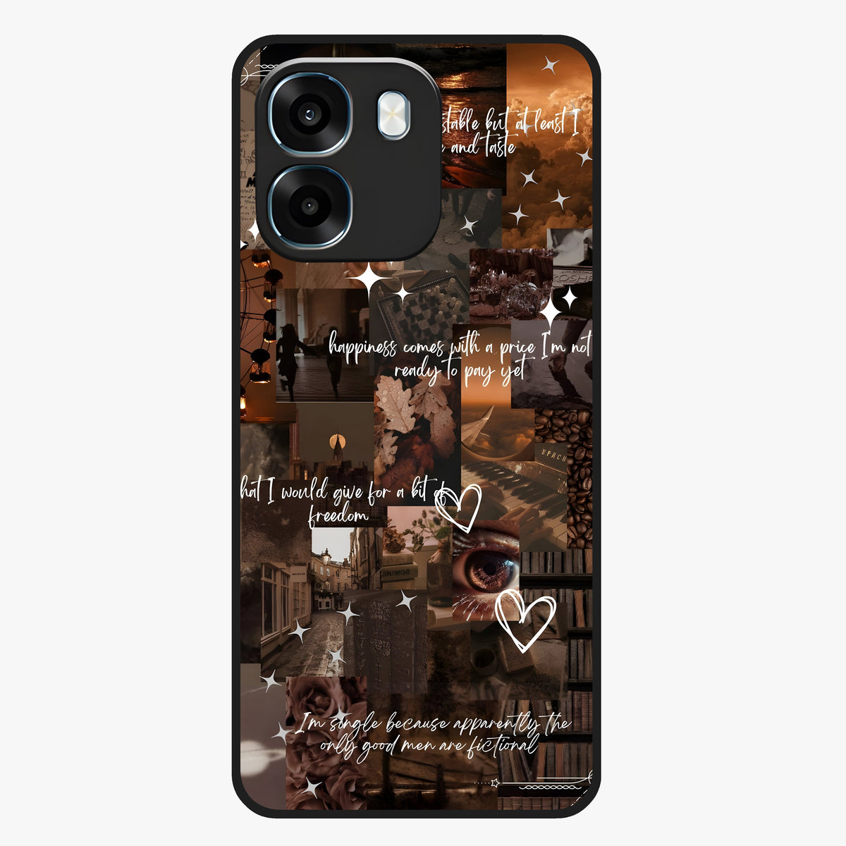 Bittersweet Aesthetic Chaos Glass Case showing flat back view with artistic chaotic aesthetic design and glossy glass finish.