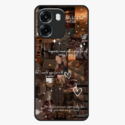 Bittersweet Aesthetic Chaos Glass Case showing flat back view with artistic chaotic aesthetic design and glossy glass finish.