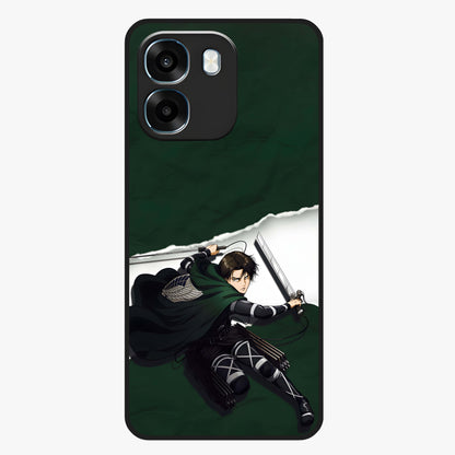 Emerald War Vanguard Glass Case showing flat back view with powerful warrior themed artwork and glossy glass finish.