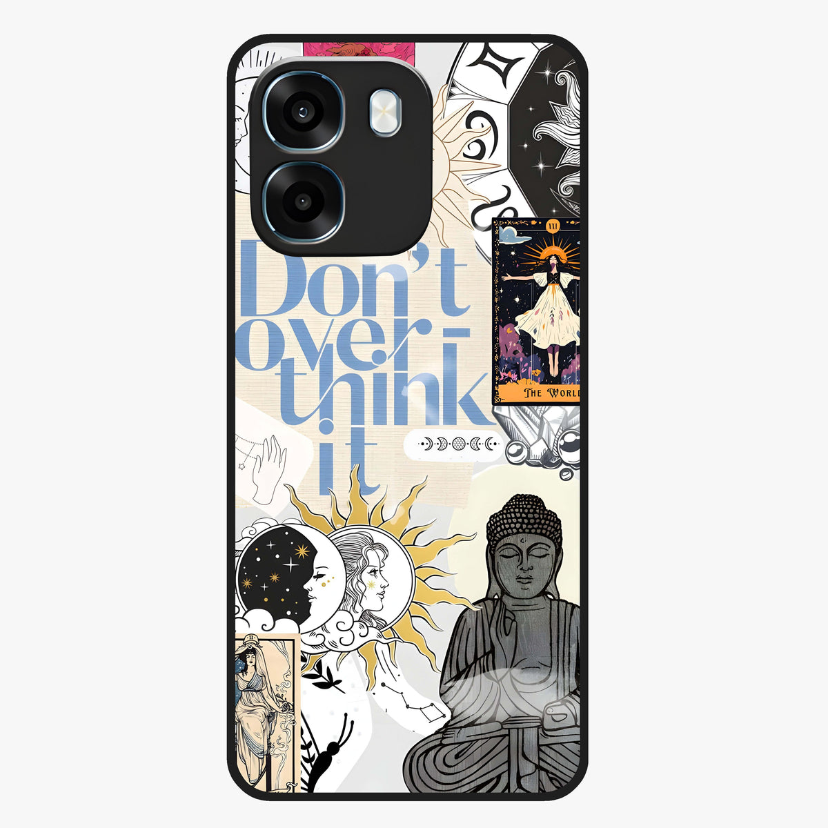 Ethereal Thoughts Glass Case showing flat back view with dreamy artistic artwork and glossy glass finish.