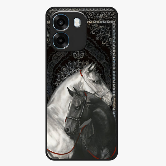 Majestic Ride Legacy Glass Case showing flat back view with powerful automotive inspired artwork and glossy glass finish.