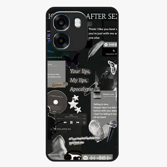 Midnight Love Echo Glass Case showing flat back view with romantic midnight themed artwork and glossy glass finish.