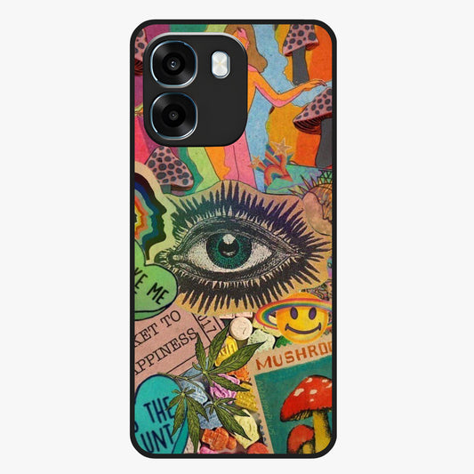 Mystic Eye Wonderland Glass Case showing flat back view with mystical eye themed artwork and glossy glass finish.