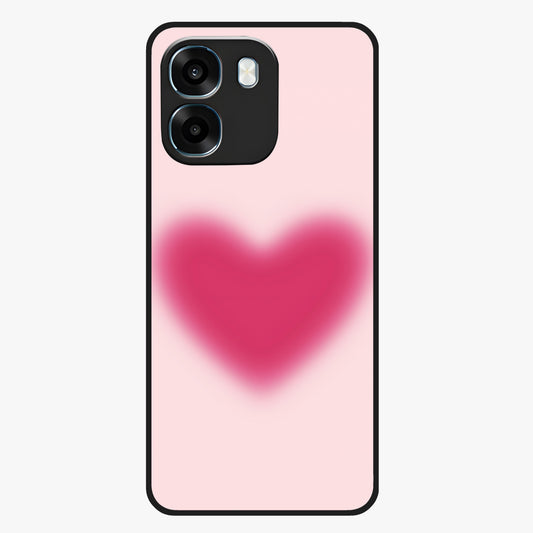 Pink Aura Heart Glass Case showing flat back view with glowing heart artwork and glossy glass finish.