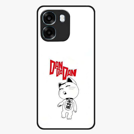 Playful Spirit Charm Glass Case showing flat back view with cheerful charm themed artwork and glossy glass finish.
