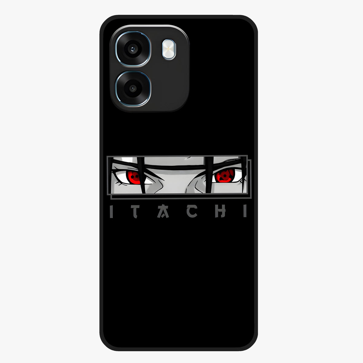 Scarlet Gaze Dominance Glass Case showing flat back view with striking red themed artwork and glossy glass finish.