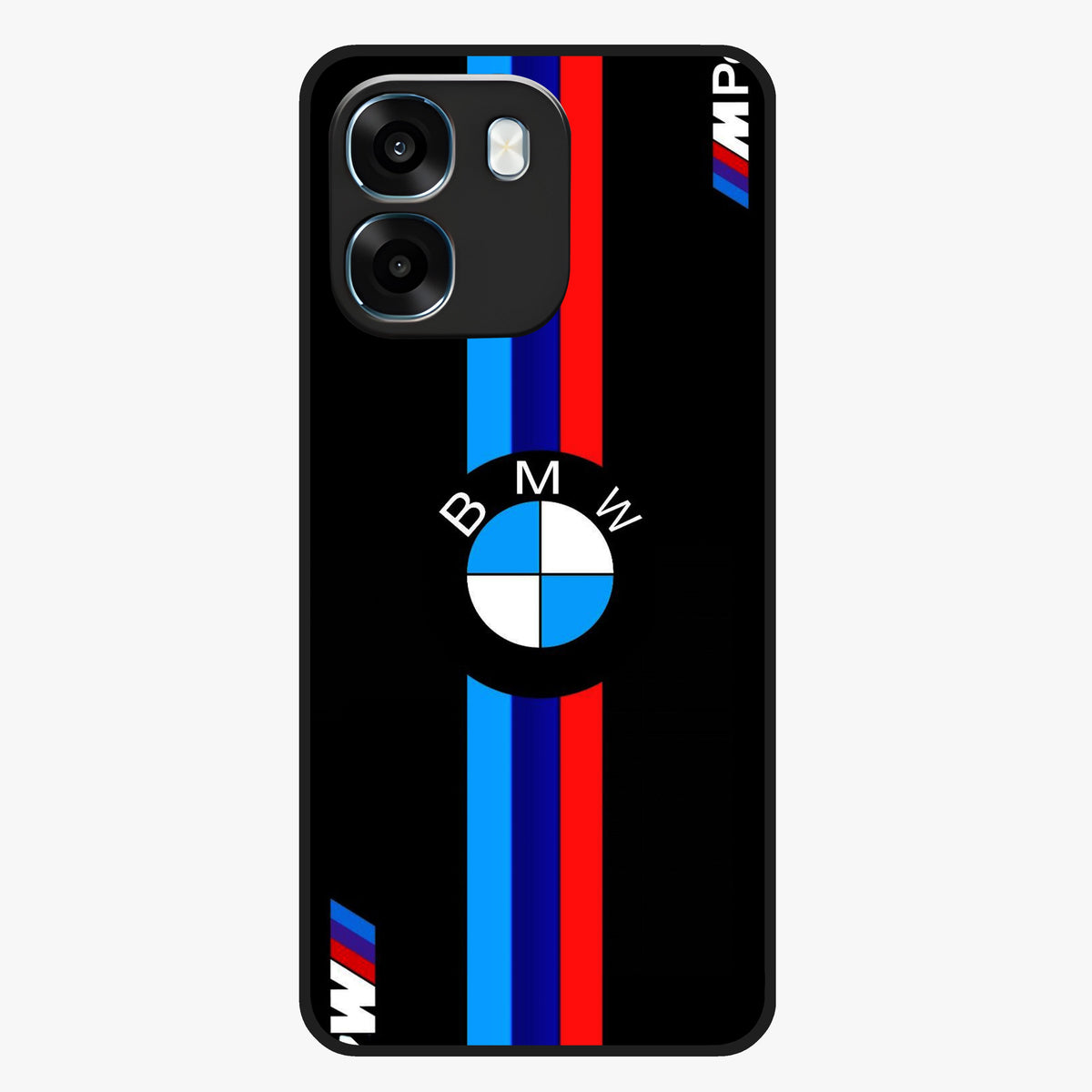 Turbo BMW Beast Glass Case showing flat back view with high performance sports car artwork and glossy glass finish.