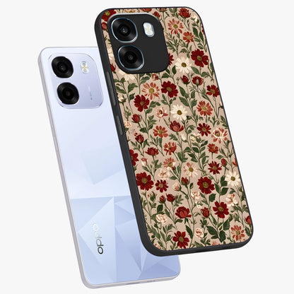 Biege Flower With Leaf Glass Case displayed in angled mockup highlighting minimal floral leaf design and elegant aesthetic.