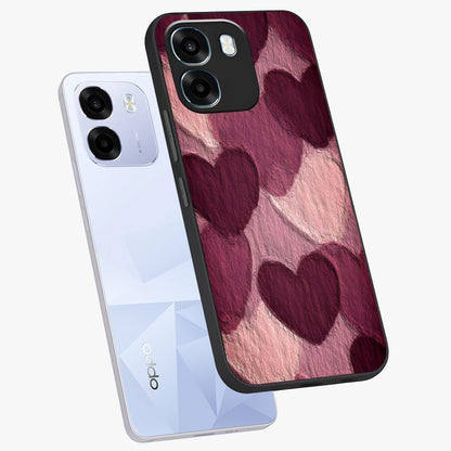Layered Paper Hearts Glass Case displayed in angled mockup highlighting creative paper craft heart design with romantic aesthetic.