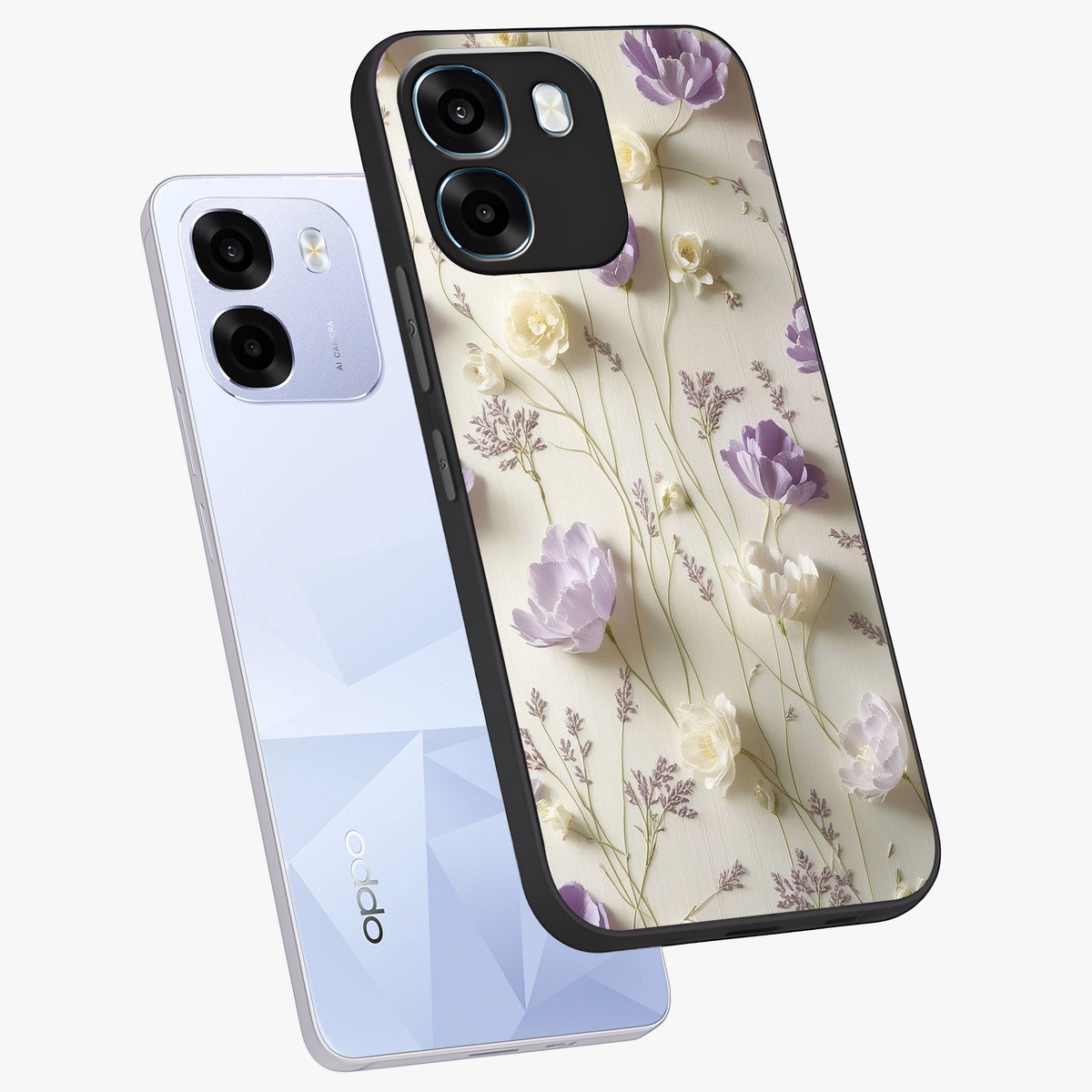 Lilac Breeze Harmony Glass Case displayed in angled mockup highlighting calm lilac breeze design with soothing aesthetic style.