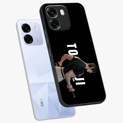 Midnight Blade Resolve Glass Case displayed in angled mockup highlighting powerful blade illustration with dramatic dark aesthetic.
