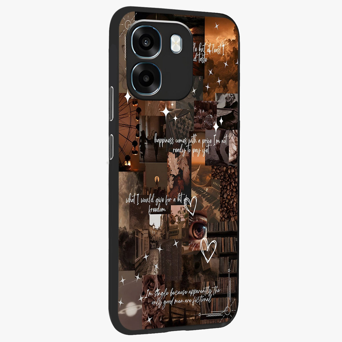 Bittersweet Aesthetic Chaos Glass Case upright view showcasing bold artistic chaos design with modern aesthetic style.
