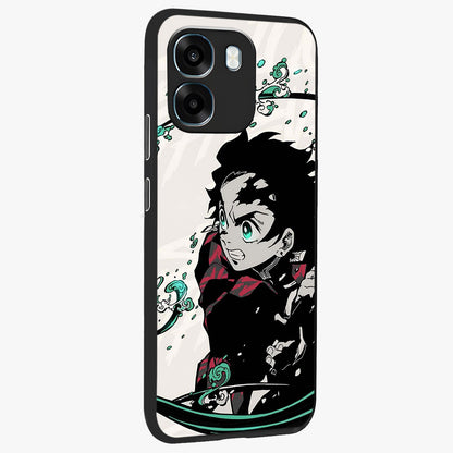 Demon Slayer Glass Case upright view showcasing powerful anime artwork with intense warrior theme.