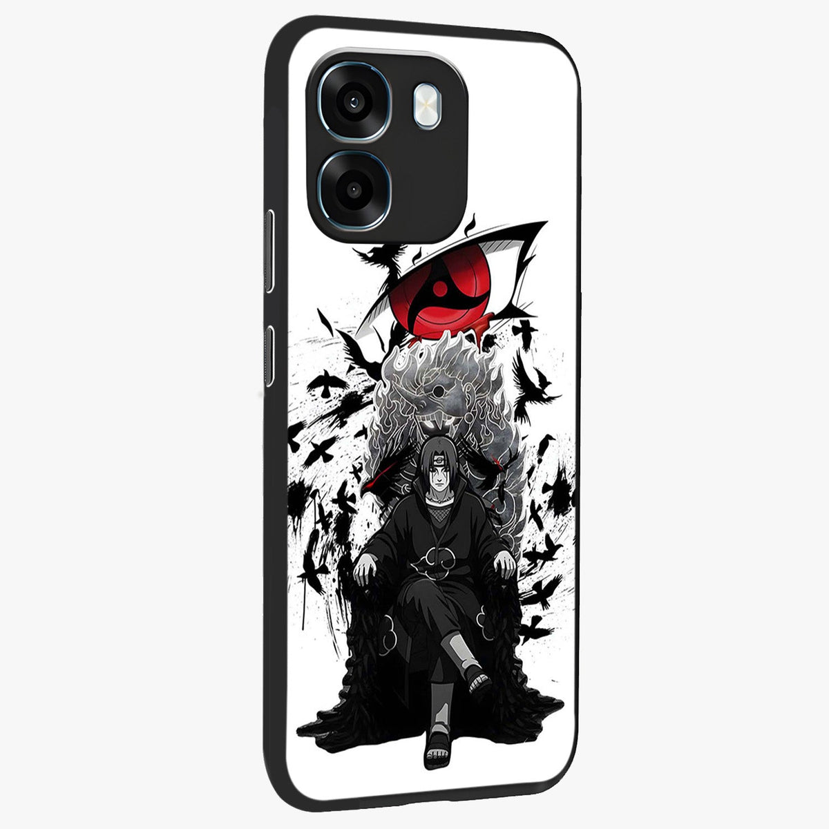Uchiha Shadow Throne Glass Case upright view showcasing magical underwater galaxy artwork with vibrant cosmic theme.