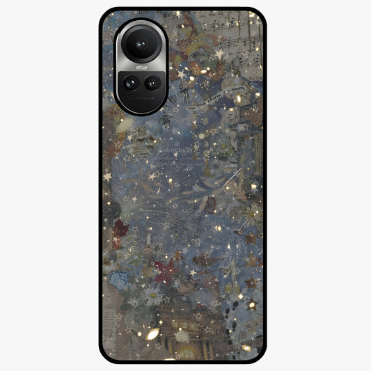 Aesthetic Astrolophia Glass Case showing flat back view with dreamy aesthetic design and glossy glass finish.