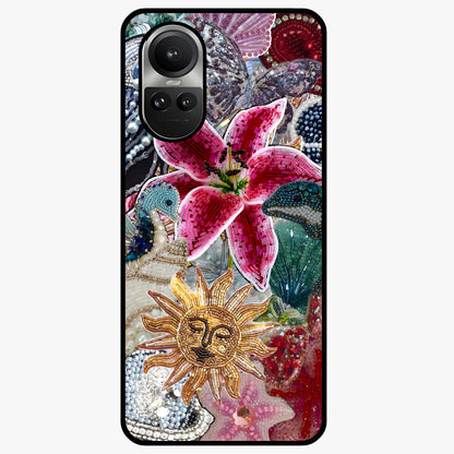 Beaded Garden Fantasy Glass Case showing flat back view with dreamy garden bead artwork and glossy glass finish.