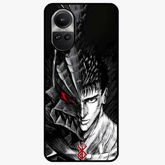 Berserker Blood Oath Glass Case showing flat back view with fierce warrior inspired artwork and glossy glass finish.