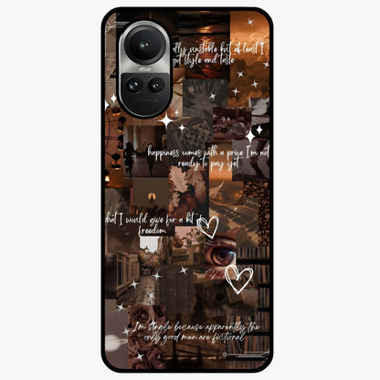 Bittersweet Aesthetic Chaos Glass Case showing flat back view with artistic chaotic aesthetic design and glossy glass finish.