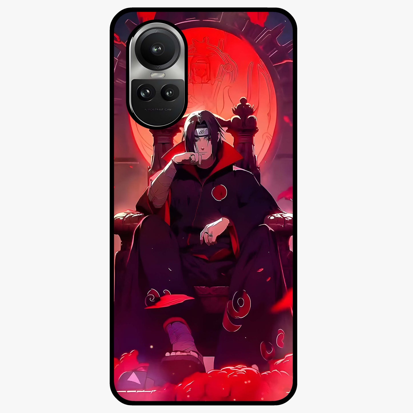 Blood Moon Sovereign Glass Case showing flat back view with mystical blood moon artwork and glossy glass finish.