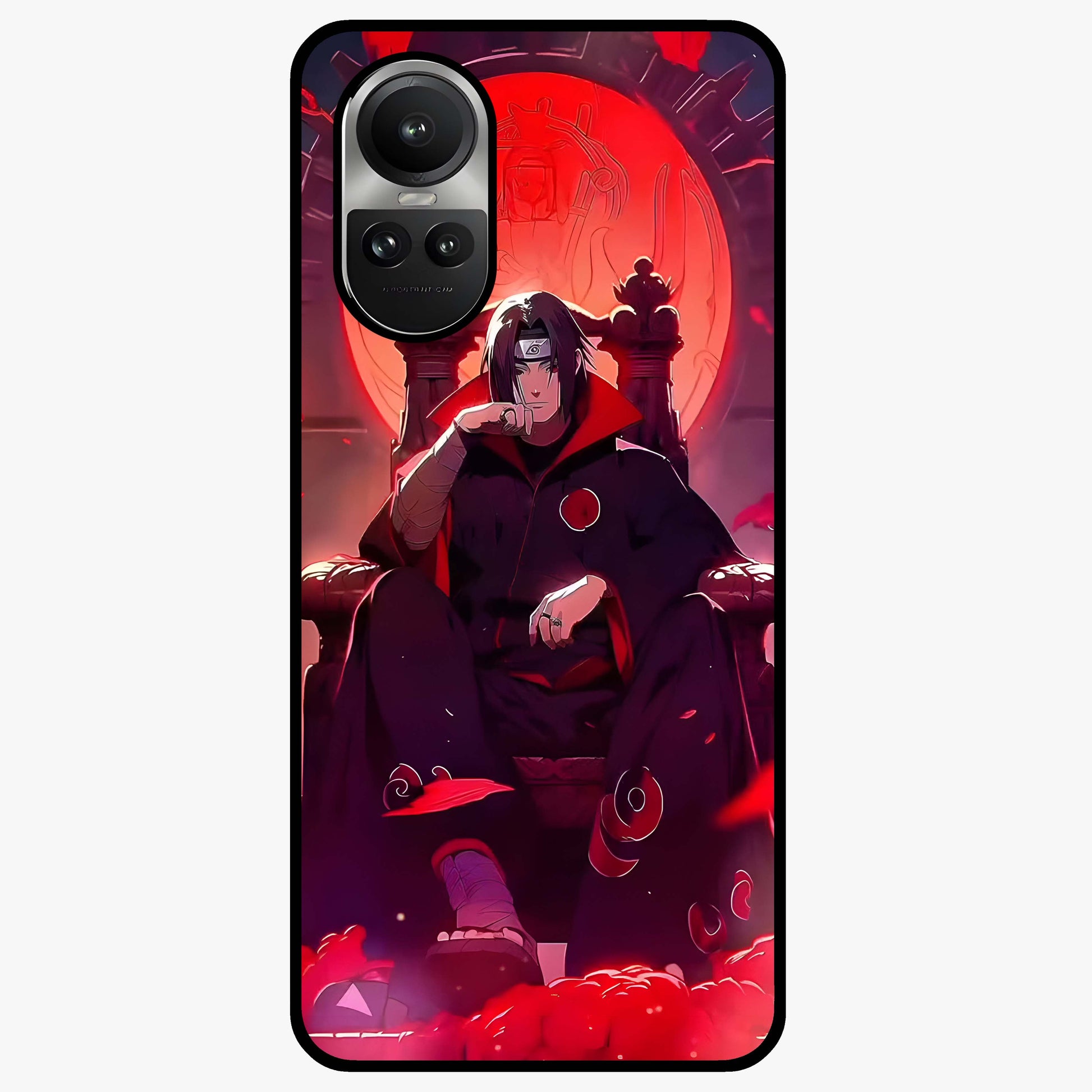 Blood Moon Sovereign Glass Case showing flat back view with mystical blood moon artwork and glossy glass finish.