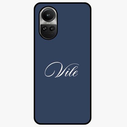 Blue Background Personalized Custom Name Glass Case showing flat back view with minimal blue background and custom name design.