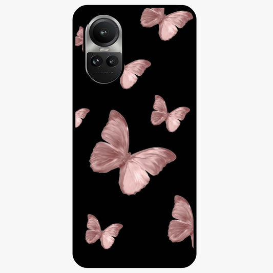 Butterfly Pattern Glass Case showing flat back view with elegant butterfly pattern artwork and glossy glass finish.