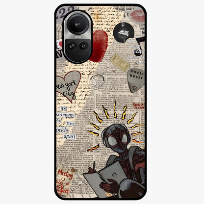 City Dream Sketch Glass Case showing flat back view with artistic city skyline sketch artwork and glossy glass finish.