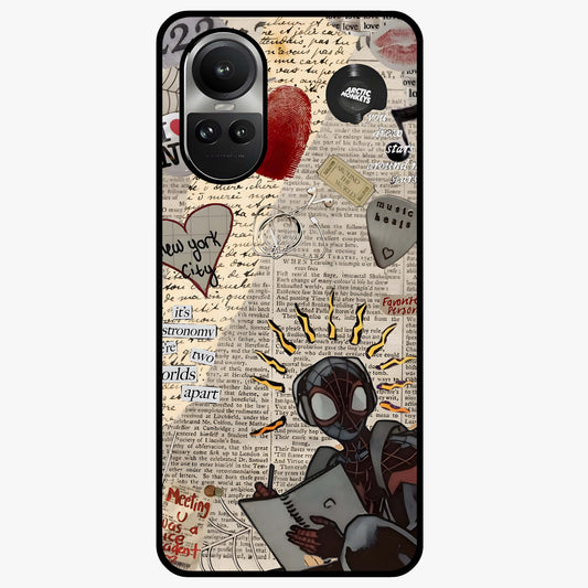 City Dream Sketch Glass Case showing flat back view with artistic city skyline sketch artwork and glossy glass finish.