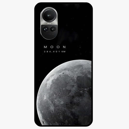 Cosmic Moon Glow Glass Case showing flat back view with glowing moon artwork and glossy glass finish.