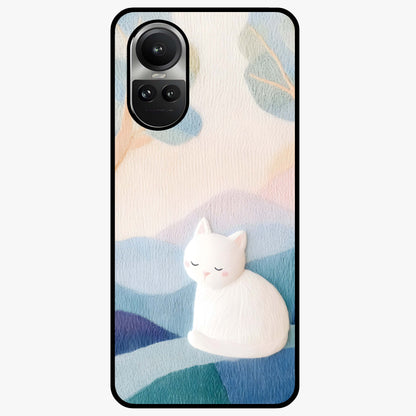 Cotton Dream Cat Glass Case showing flat back view with soft dreamy cat artwork and glossy glass finish.