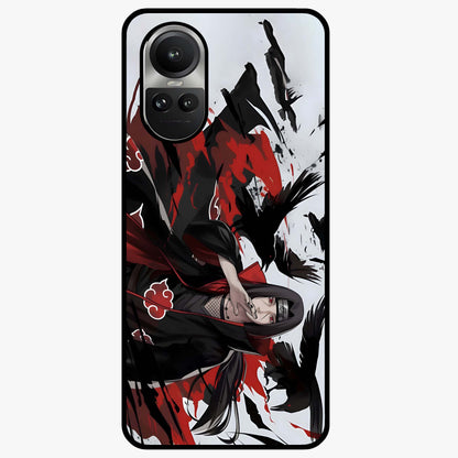 Crimson Crow Illusion Glass Case showing flat back view with artistic crow illusion artwork and glossy glass finish.