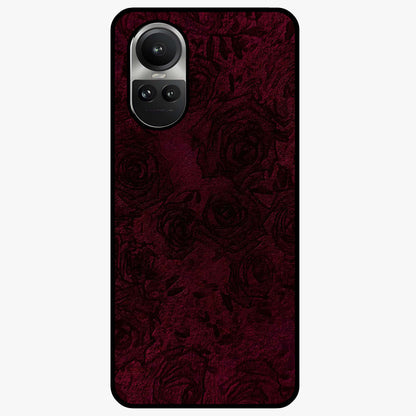 Crimson Fade Flow Glass Case showing flat back view with flowing crimson gradient artwork and glossy glass finish.