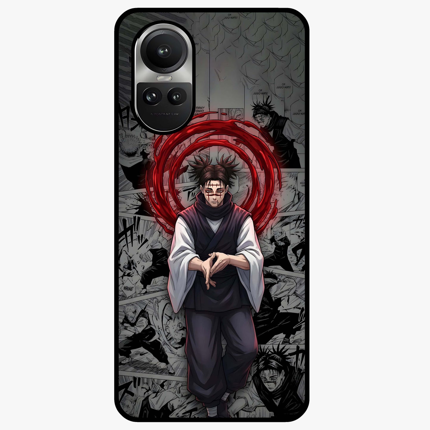 Cursed Ritual Ascension Glass Case showing flat back view with dark ritual themed artwork and glossy glass finish.