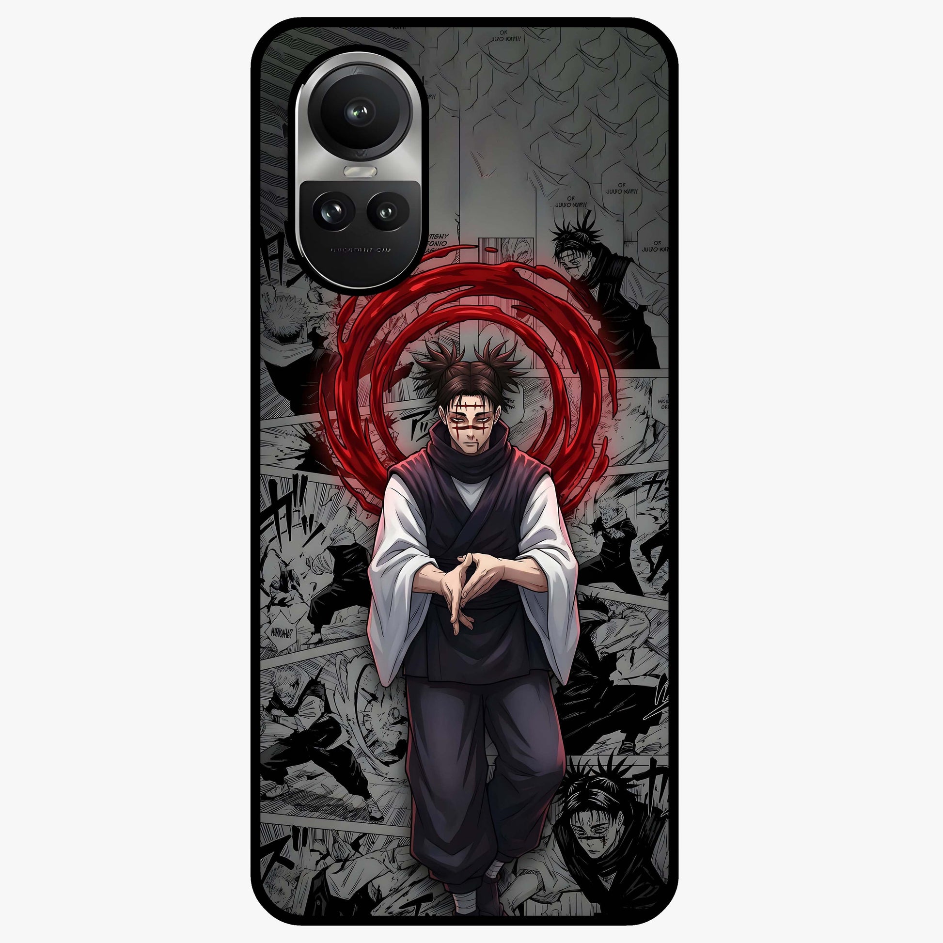 Cursed Ritual Ascension Glass Case showing flat back view with dark ritual themed artwork and glossy glass finish.