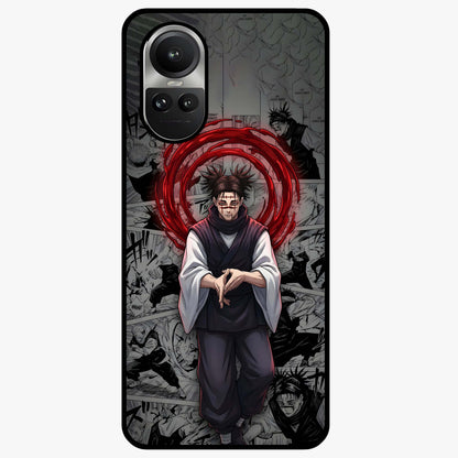 Cursed Ritual Ascension Glass Case showing flat back view with dark ritual themed artwork and glossy glass finish.